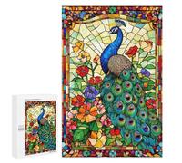 Jigsaw Puzzles 1000 PCS for Adults Stained Glass Peacock Teenagers Puzzles Toy Wall Decor Perfect Decoration Challenging To Complete 1000 PCS