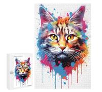Jigsaw Puzzles 1000 PCS for Adults Staring Cat in Colors Adult Jigsaw Puzzle Toy Wall Decor Analysis And Logic Challenging To Complete 1000 PCS