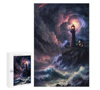 Jigsaw Puzzles 1000 PCS for Adults Stormy Lighthouse Adult Jigsaw Puzzle Toy Wall Decor Analysis And Logic Challenging To Complete 1000 PCS