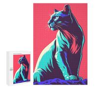 Jigsaw Puzzles 1000 PCS for Adults Stylized Cat Portrait with Bold Colors Teenagers Puzzles Toy Wall Decor Perfect Decoration Challenging To Complete 1000 PCS