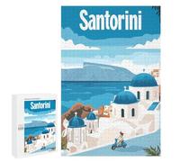 Jigsaw Puzzles 1000 PCS for Adults Travel to Santorini Teenagers Puzzles Hands-on Game Precision Cutting Help The Brain Exercise 1000 PCS