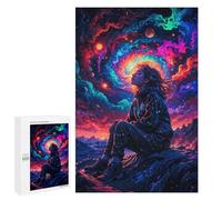 Jigsaw Puzzles 1000 PCS for Adults Tripping Neon Space Girl Adult Jigsaw Puzzle Toy Wall Decor Analysis And Logic Challenging To Complete 1000 PCS