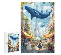 Jigsaw Puzzles 1000 PCS for Adults Whale in Paris Street Scene Jigsaws for Adults Puzzle Family Activities Challenging To Complete Learning Educational Toys 1000 PCS