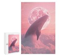 Jigsaw Puzzles 1000 PCS for Adults Whale in The Pink Clouds with Moon Puzzles for Adults Fun Games Staycation Kill Time for Birthday, Chrismas 1000 PCS