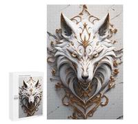 Jigsaw Puzzles 1000 PCS for Adults White And Gold Wolf Head Ornament Jigsaw Puzzle Anti-Stress Toys For Family Fun Deal As Gifts for The Whole Family 1000 PCS