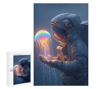 Jigsaw Puzzles 1000 PCS for Teenagers Astronaut Holding Jellyfish Jigsaw Puzzles for Adults Enhance Memory Parent-child Interaction Toy Intellectual Game 1000 PCS