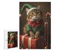 Jigsaw Puzzles 1000 PCS for Teenagers Christmas Cat Elf Costume Jigsaw Puzzles for Adults Enhance Memory Parent-child Interaction Toy Intellectual Game 1000 PCS