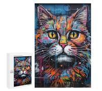 Jigsaw Puzzles 1000 PCS for Teenagers Colorful Graffiti Cat Art Jigsaw Puzzles for Adults Enhance Memory Parent-child Interaction Toy Intellectual Game 1000 PCS