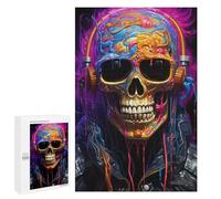 Jigsaw Puzzles 1000 PCS for Teenagers Colorful Skull Headphones Artwork Jigsaws for Adults Puzzle Enhance Memory Educational Challenge Stress Reduction Gifts 1000 PCS
