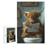 Jigsaw Puzzles 1000 PCS for Teenagers Cow Reading Newspaper on Toilet-2 Jigsaw Puzzles for Adults Enhance Memory Parent-child Interaction Toy Intellectual Game 1000 PCS