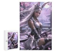 Jigsaw Puzzles 1000 PCS for Teenagers Fantasy Bunny Warrior with Cat Jigsaw Puzzles for Adults Enhance Memory Parent-child Interaction Toy Intellectual Game 1000 PCS