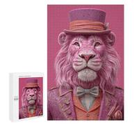 Jigsaw Puzzles 1000 PCS for Teenagers Pink Lion in Top Hat Jigsaw Puzzles for Adults Enhance Memory Parent-child Interaction Toy Intellectual Game 1000 PCS