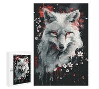 Jigsaw Puzzles 1000 PCS for Teenagers Red-Eyed Wolf Art Print Jigsaws for Adults Puzzle Enhance Memory Educational Challenge Stress Reduction Gifts 1000 PCS