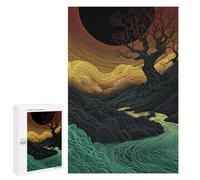 Jigsaw Puzzles 1000 PCS for Teenagerss Abstract Landscape with River Jigsaw for Adults Anti-Stress Toys Perfect Decoration Stress Reduction Gifts 1000 PCS