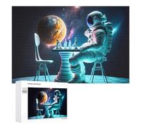 Jigsaw Puzzles 1000 PCS for Teenagerss Astronaut Playing Chess in Space Jigsaw Puzzle DIY Toys A Work of Art Deal As Gifts for The Whole Family 1000 PCS