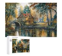 Jigsaw Puzzles 1000 PCS for Teenagerss Autumn Mill by The River Jigsaws for Adults Hands-on Game But Fun And Humorous Deal As Gifts for The Whole Family 1000 PCS