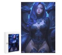 Jigsaw Puzzles 1000 PCS for Teenagerss Blue-Haired Woman with Dragons Puzzles for Adults Fun Games Difficult Hard Challenging To Complete 1000 PCS