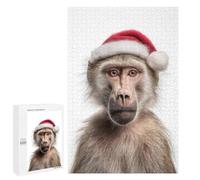 Jigsaw Puzzles 1000 PCS for Teenagerss Christmas Baboon with Santa Hat Portrait Jigsaw for Adults Hands-on Game But Fun And Humorous for Birthday, Chrismas 1000 PCS