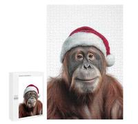 Jigsaw Puzzles 1000 PCS for Teenagerss Christmas Orangutan Wearing Santa Hat Jigsaw for Adults Hands-on Game But Fun And Humorous for Birthday, Chrismas 1000 PCS