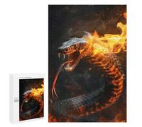 Jigsaw Puzzles 1000 PCS for Teenagerss Cobra Snake Fire Flames Jigsaw for Adults Hands-on Game But Fun And Humorous for Birthday, Chrismas 1000 PCS
