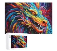 Jigsaw Puzzles 1000 PCS for Teenagerss Colorful Dragon Illustration -1 Jigsaws for Adults Hands-on Game But Fun And Humorous Deal As Gifts for The Whole Family 1000 PCS