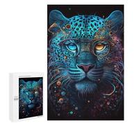 Jigsaw Puzzles 1000 PCS for Teenagerss Colorful Leopard with Glasses Art Print -1 Puzzles for Adults Fun Games Difficult Hard Challenging To Complete 1000 PCS