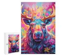 Jigsaw Puzzles 1000 PCS for Teenagerss Colorful Moose Portrait-4 Jigsaw Puzzle DIY Toys A Work of Art Deal As Gifts for The Whole Family 1000 PCS