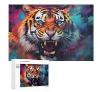 Jigsaw Puzzles 1000 PCS for Teenagerss Colorful Tiger Roar Artwork -1 Jigsaws for Adults Hands-on Game But Fun And Humorous Deal As Gifts for The Whole Family 1000 PCS
