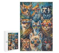 Jigsaw Puzzles 1000 PCS for Teenagerss Cool Animals Sunglasses Adult Puzzles Relax Games Wall Art Deal As Gifts for The Whole Family 1000 PCS