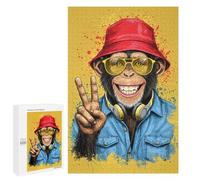 Jigsaw Puzzles 1000 PCS for Teenagerss Cool Monkey with Peace Sign Jigsaws for Adults Toy Wall Decor Difficult Hard Challenging To Complete 1000 PCS