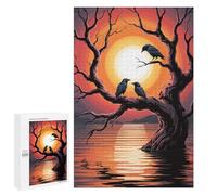 Jigsaw Puzzles 1000 PCS for Teenagerss Crows on A Tree at Sunset Adult Jigsaw Puzzle Family Game A Work of Art Deal As Gifts for The Whole Family 1000 PCS