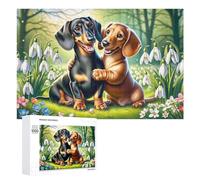 Jigsaw Puzzles 1000 PCS for Teenagerss Dachshunds in Spring Flowers Jigsaw Puzzle DIY Toys A Work of Art Deal As Gifts for The Whole Family 1000 PCS