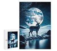 Jigsaw Puzzles 1000 PCS for Teenagerss Deer Moon Landscape Jigsaws for Adults Hands-on Game But Fun And Humorous Birthday Present, Gifts, 1000 PCS
