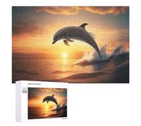 Jigsaw Puzzles 1000 PCS for Teenagerss Dolphin Leaping at Sunset -3 Jigsaw Puzzle DIY Toys A Work of Art Deal As Gifts for The Whole Family 1000 PCS