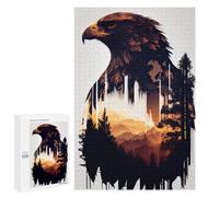 Jigsaw Puzzles 1000 PCS for Teenagerss Eagle Silhouette with Forest Landscape Jigsaw for Adults Hands-on Game Wall Art Challenging To Complete 1000 PCS