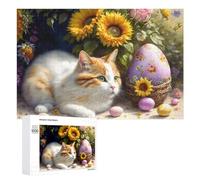 Jigsaw Puzzles 1000 PCS for Teenagerss Easter Egg Hunt with Cute Cat Jigsaws for Adults Hands-on Game But Fun And Humorous Deal As Gifts for The Whole Family 1000 PCS