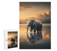 Jigsaw Puzzles 1000 PCS for Teenagerss Elephant in Water with Constellation Reflection Adult Jigsaw Puzzle Family Game A Work of Art Deal As Gifts for The Whole Family 1000 PCS