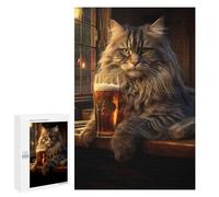 Jigsaw Puzzles 1000 PCS for Teenagerss Fat Cat Beer Bar Pub Drink Jigsaw for Adults DIY Toys But Fun And Humorous Educational Challenge 1000 PCS