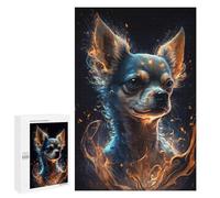 Jigsaw Puzzles 1000 PCS for Teenagerss Flaming Chihuahua Art Print -3 Puzzles for Adults Fun Games Difficult Hard Challenging To Complete 1000 PCS