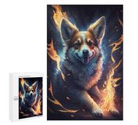 Jigsaw Puzzles 1000 PCS for Teenagerss Flaming Corgi Art Print Puzzles for Adults Fun Games Difficult Hard Challenging To Complete 1000 PCS