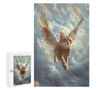 Jigsaw Puzzles 1000 PCS for Teenagerss Flying Cat with Wings Bengal Cat Angel Jigsaw for Adults Hands-on Game But Fun And Humorous for Birthday, Chrismas 1000 PCS