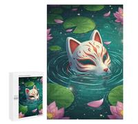 Jigsaw Puzzles 1000 PCS for Teenagerss Fox Mask in Lily Pond Jigsaws for Adults Relax Games Precision Cutting Deal As Gifts for The Whole Family 1000 PCS