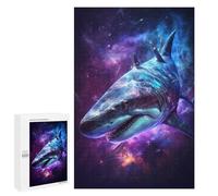 Jigsaw Puzzles 1000 PCS for Teenagerss Galactic Shark Art Print-5 Puzzles for Adults Fun Games Difficult Hard Challenging To Complete 1000 PCS