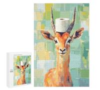 Jigsaw Puzzles 1000 PCS for Teenagerss Gazelle with Toilet Paper Hat Jigsaws for Adults Toy Wall Decor Difficult Hard Challenging To Complete 1000 PCS