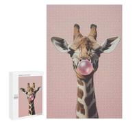Jigsaw Puzzles 1000 PCS for Teenagerss Giraffe Blowing Pink Bubble Gum Jigsaws for Adults Toy Wall Decor Difficult Hard Challenging To Complete 1000 PCS