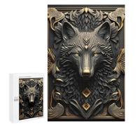 Jigsaw Puzzles 1000 PCS for Teenagerss Golden Black Wild Wolf Art Puzzles for Adults Fun Games Difficult Hard Challenging To Complete 1000 PCS