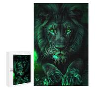 Jigsaw Puzzles 1000 PCS for Teenagerss Green Glowing Lion Art Print-1 Puzzles for Adults Fun Games Difficult Hard Challenging To Complete 1000 PCS
