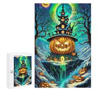 Jigsaw Puzzles 1000 PCS for Teenagerss Halloween Pumpkin Castle Jigsaw for Adults Hands-on Game Wall Art Challenging To Complete 1000 PCS