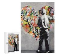 Jigsaw Puzzles 1000 PCS for Teenagerss Heart Graffiti Banksy Jigsaw for Adults DIY Toys Analysis And Logic Deal As Gifts for The Whole Family 1000 PCS