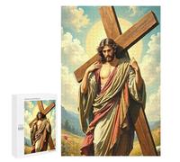 Jigsaw Puzzles 1000 PCS for Teenagerss Jesus Carrying Cross Artwork Jigsaw for Adults Hands-on Game Wall Art Challenging To Complete 1000 PCS